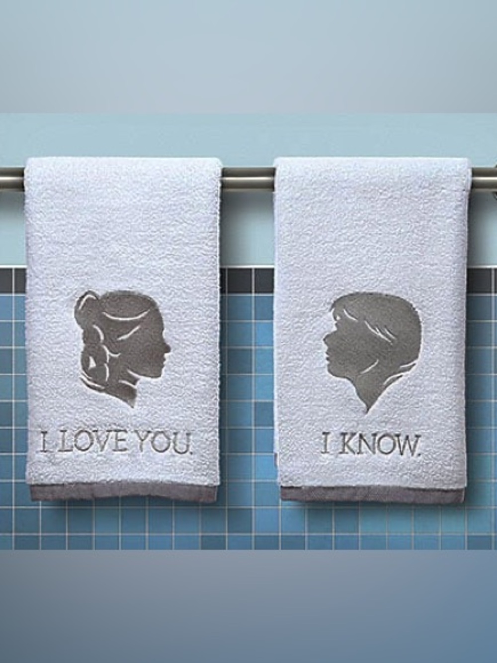 Disney Star Wars White and SilveryGray Princess Leia and Han Solo Hand Towel Set
